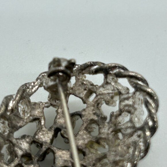 Silver-tone Rhinestone Heart Brooch Vintage Mid-Century Glamour Retro Gift - Picture 12 of 16